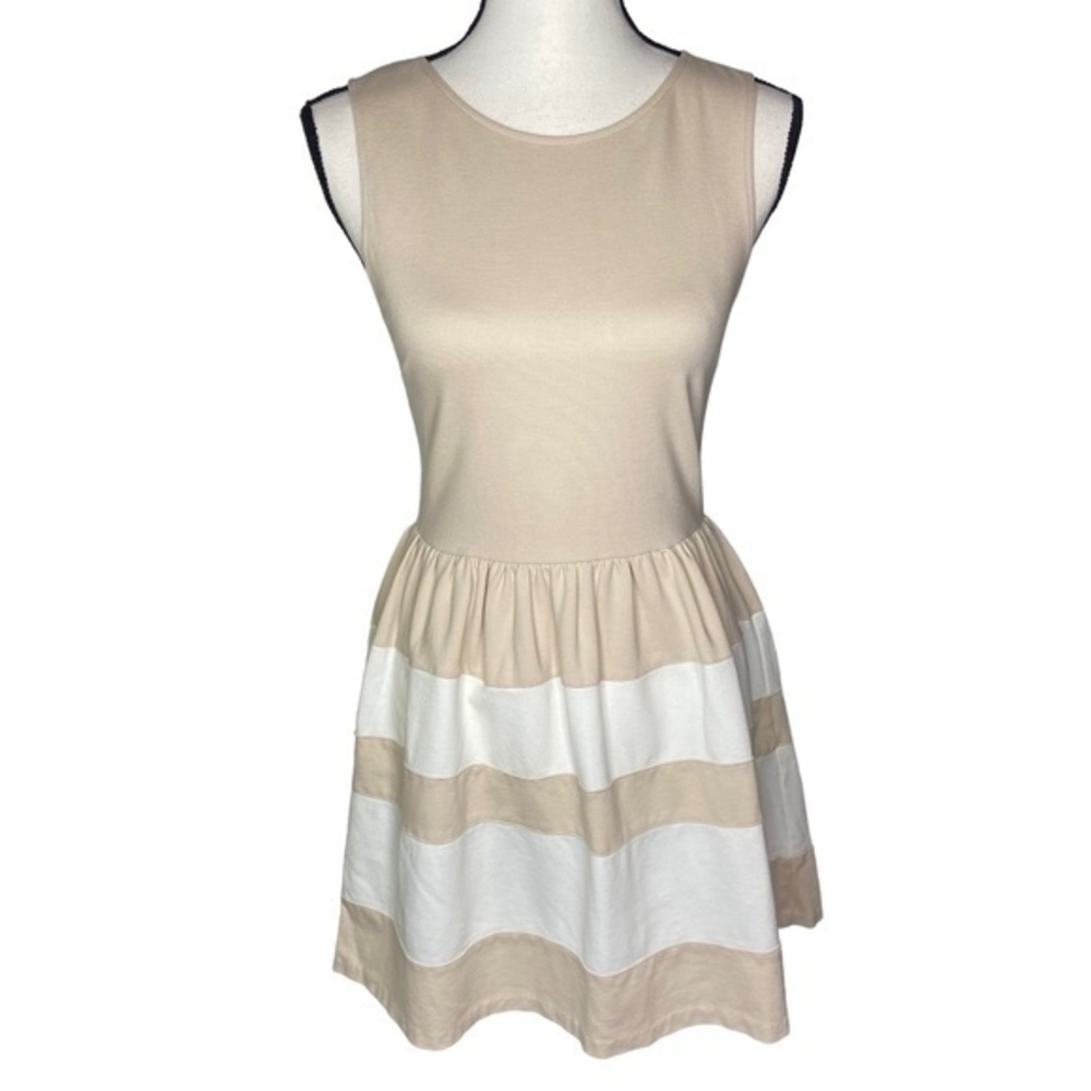 Love ady Dress‎ Beige and Cream Sleeveless Fit and Flare Dress Size Medium